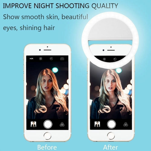 Portable Selfie Ring Clip On for a Mobile Phone