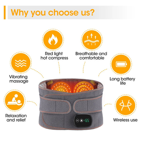 Heated Therapy Lumbar Brace Support Massager / Waist Massager Back Belt